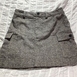 J.Crew Gray Wool Tweed Cargo Mini Skirt Size 4 Speckled Lined Utility Pocket
